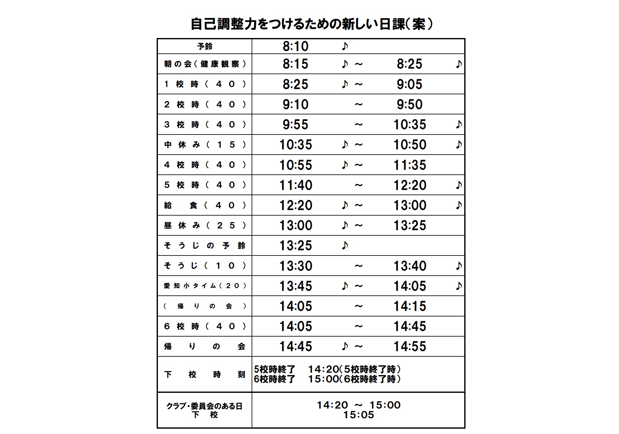 日課表