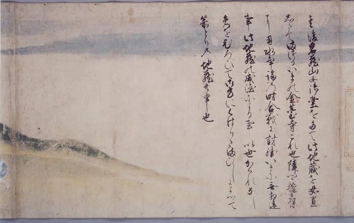 絵巻部分抜粋(観音様の周りに集まっている女性や老人の絵の右)