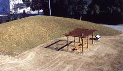 高い土塁跡が残る目賀田城跡公園の写真