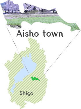 愛荘町の位置を記した地図。滋賀県の東部に位置する。
